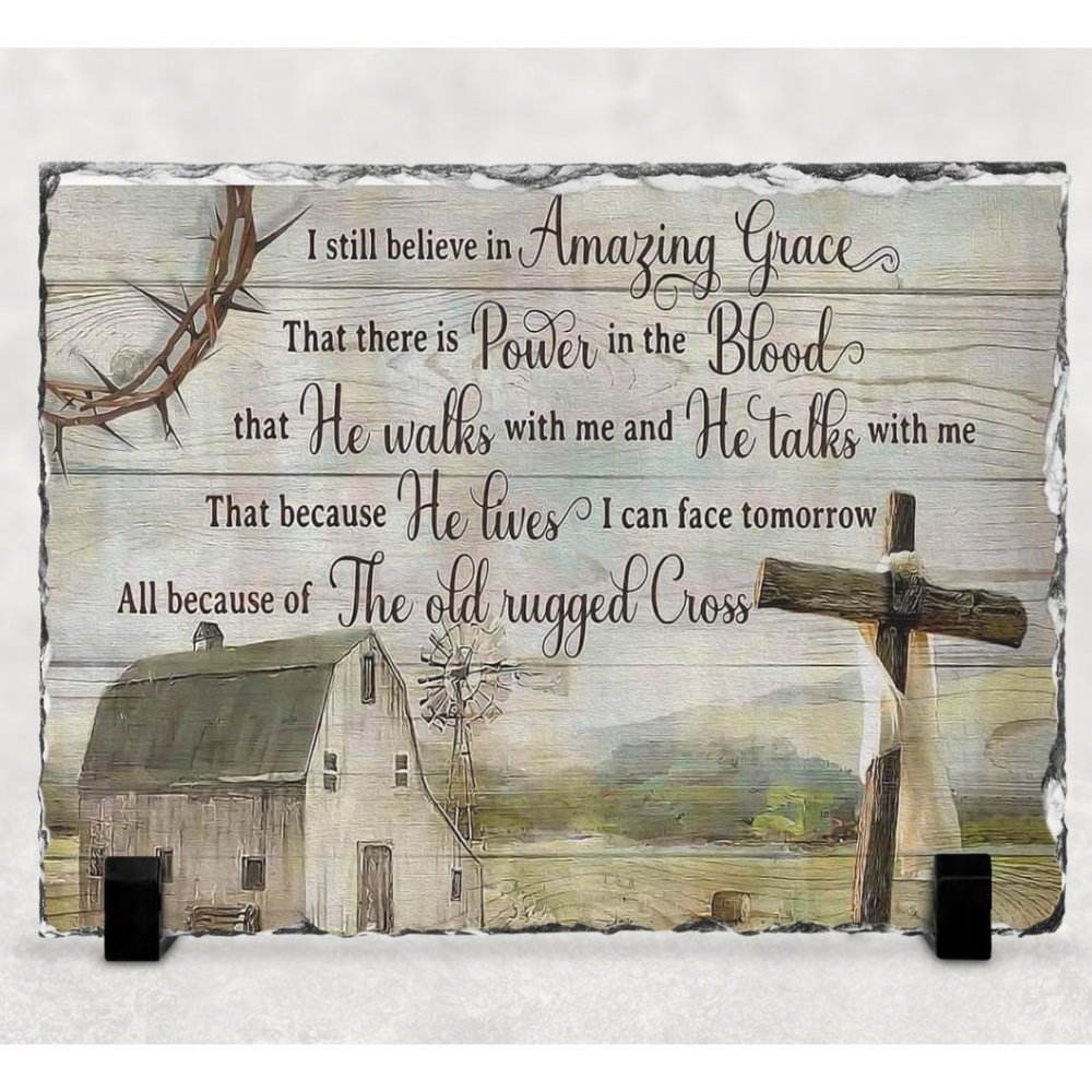 Photo Rock Slate Amazing Grace Picture Stone Plaque